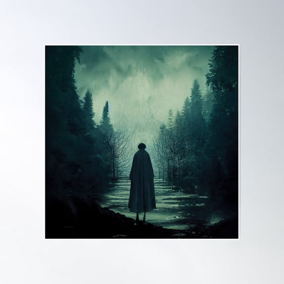 A Dark Mysterious Forrest Figure Poster Wall Art, Modern Wall Decor, 30x30 UNFRAMED