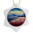 thumbnail image 1 of 3drose, a Day at the Beach - from a Photograph of Lake Michigan in Holland, Michigan, 3 inch Snowflake Porcelain Ornament, 1 of 7