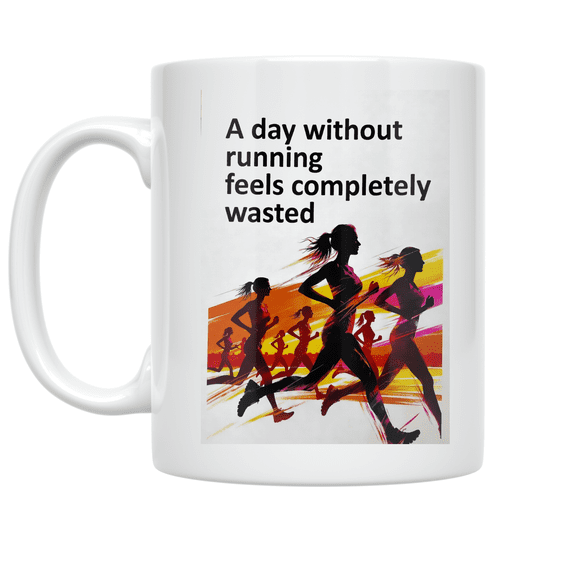 A Day Without Running Feels Completely Wasted - Running Enthusiast - 11 oz Ceramic Coffee Mug