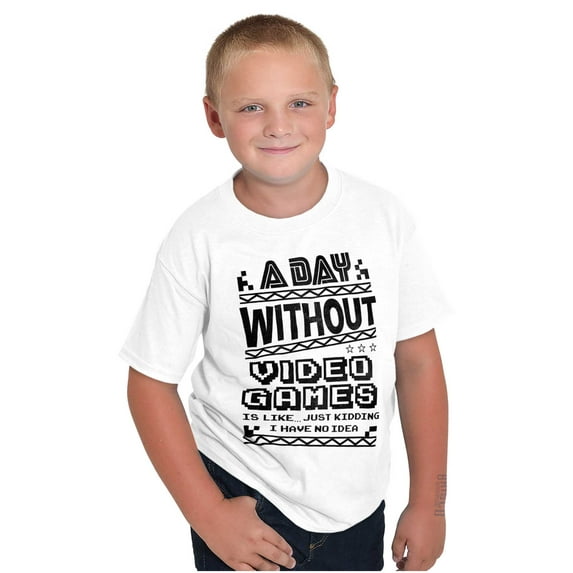 A Day Without Video Games Crewneck T Shirts Boy Girl Teen Brisco Brands L