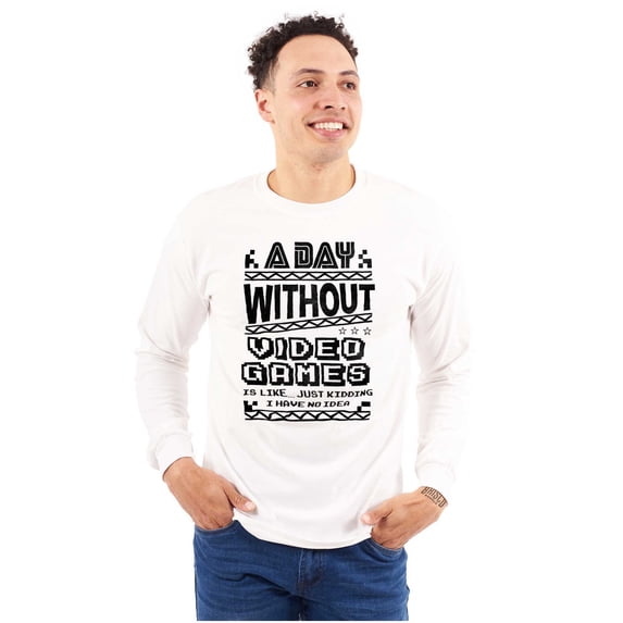 A Day Without Video Games Plus Size Long Sleeve Graphic Tee Shirt Brisco Brands 2X