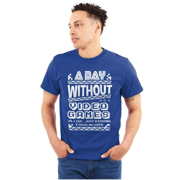 A Day Without Video Games Plus Size Crewneck Graphic Tee Shirt Brisco Brands 2X