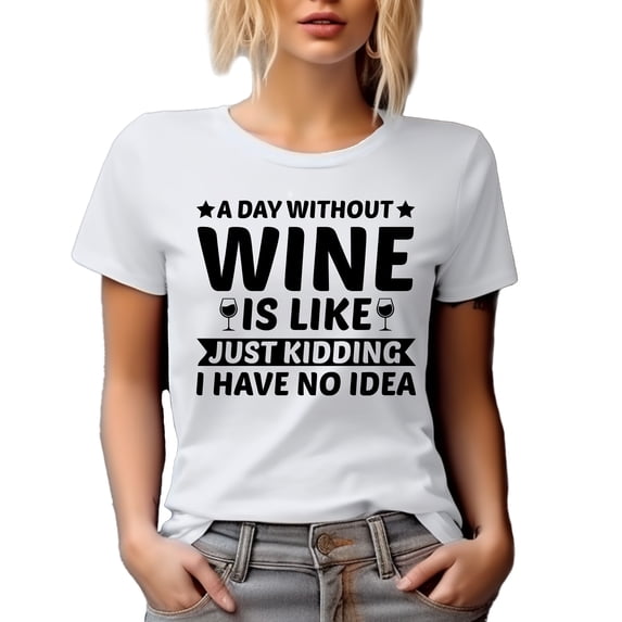 A Day Without Wine Is Like Just Kidding, I Have No Idea, Drinker, White T-Shirt, 3XL