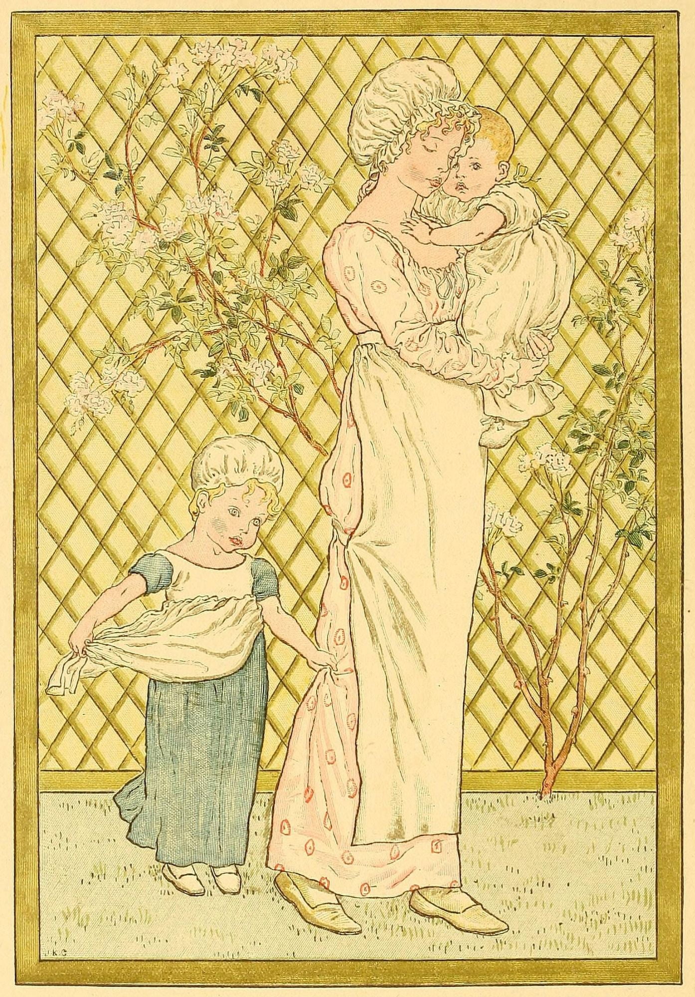 A Day in a Childs Life 1881 Mother & children Canvas Art - Kate Greenaway (18 x 24)