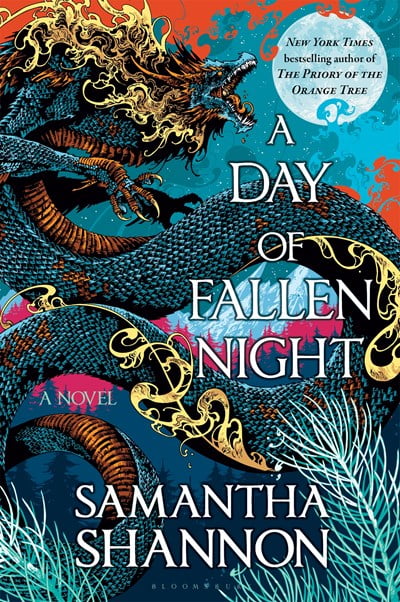 A Day of Fallen Night Hardcover Novel with Intricate Cover Art
