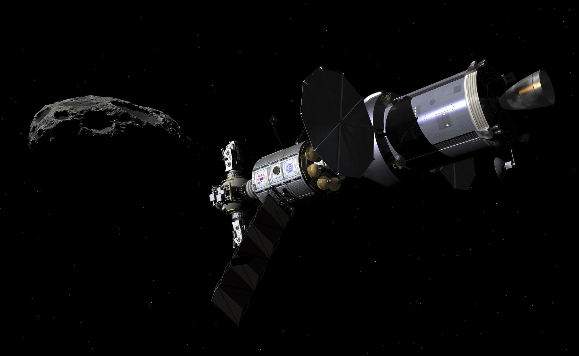 A Deep Space Mission Vehicle approaching an asteroid Canvas Art - Walter MyersStocktrek Images (18 x 12)