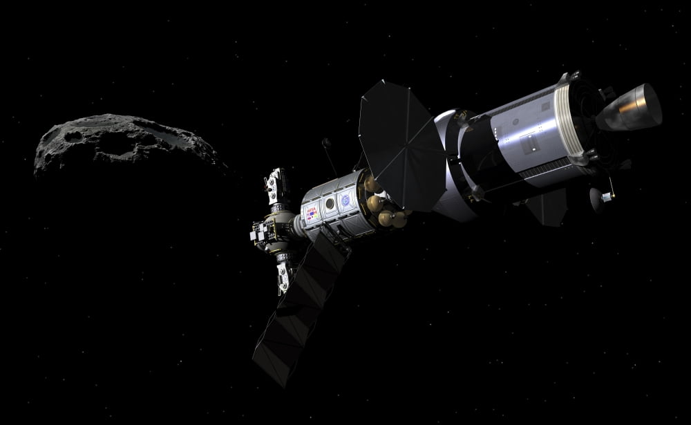 A Deep Space Mission Vehicle approaching an asteroid Canvas Art - Walter MyersStocktrek Images (36 x 23)