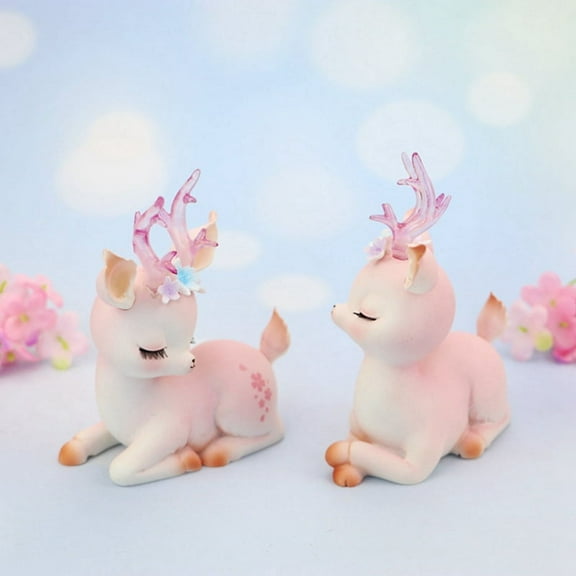 A Deer Figurines Miniature Family Figures Mini Reindeer Statues Desktop Ornament for Gifts Home Office Car Decor
