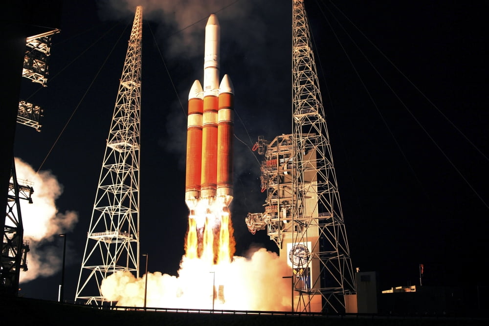 A Delta IV Heavy rocket lifts off Canvas Art - Stocktrek Images (34 x 23)