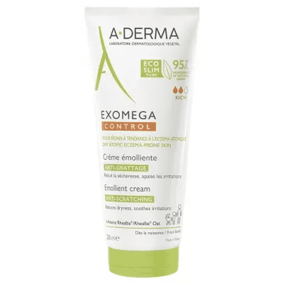 A-Derma Exomega Control Emollient Cream Eco Tube 200ml Dry Skin with Atopic Tendency - Anti-Itching