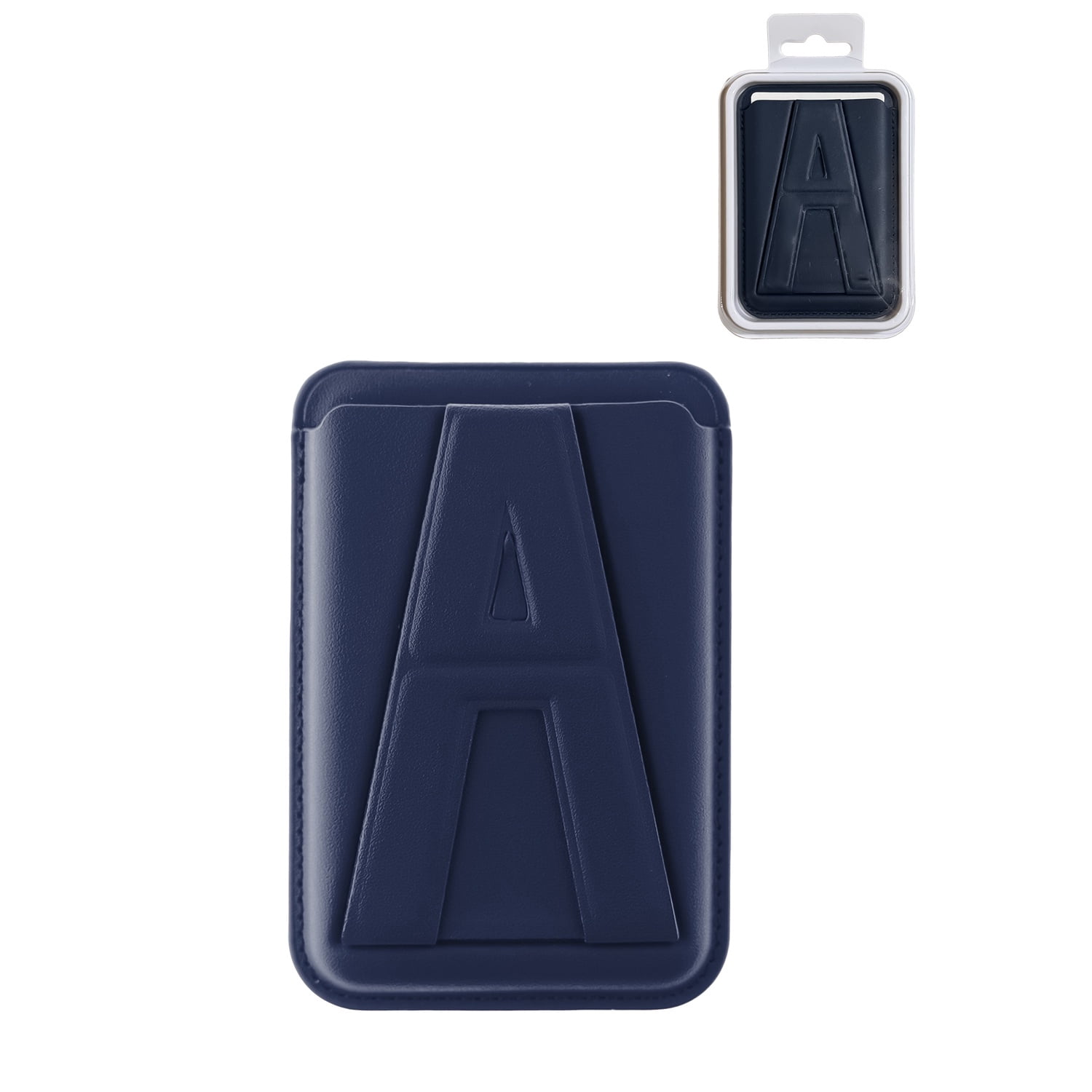A Design Magnetic Leather Card Wallet with Viewing Stand - Blue