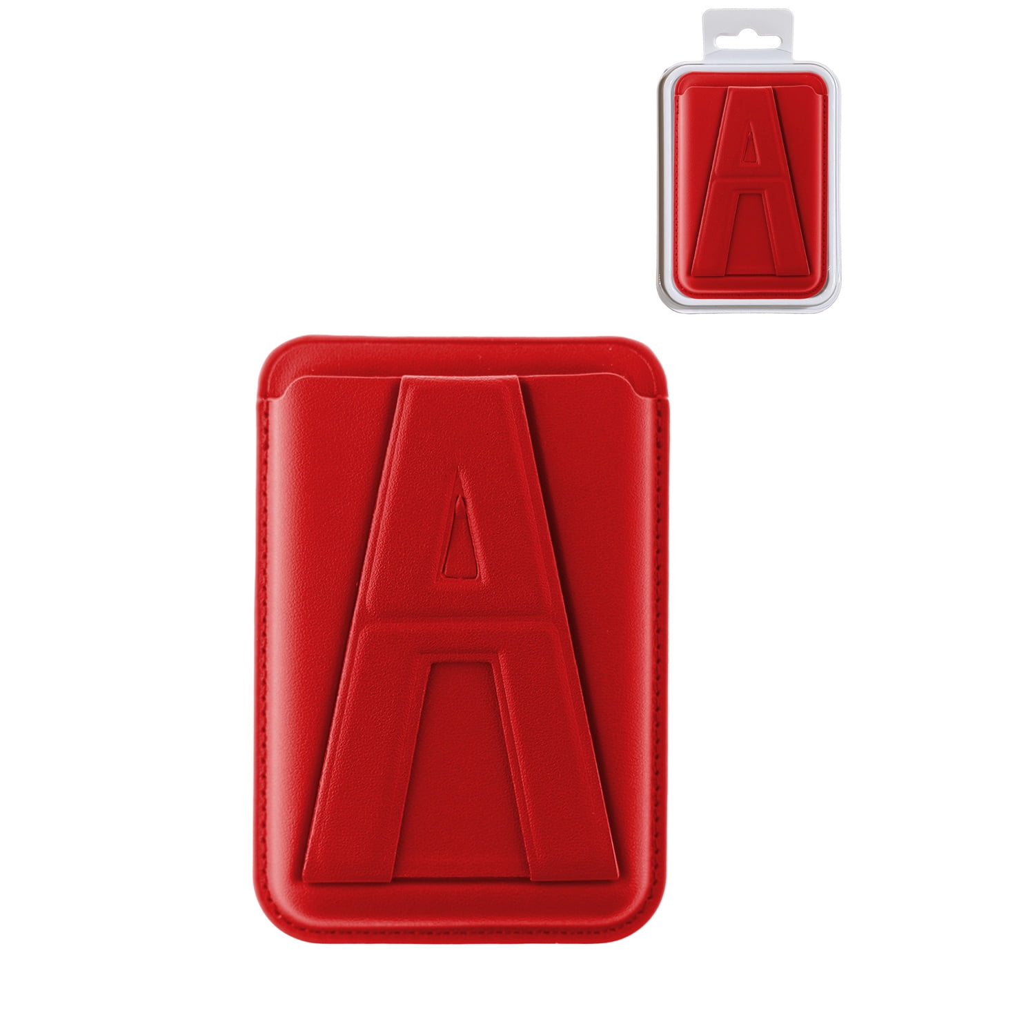 A Design Magnetic Leather Wallet with Integrated Kickstand - Red