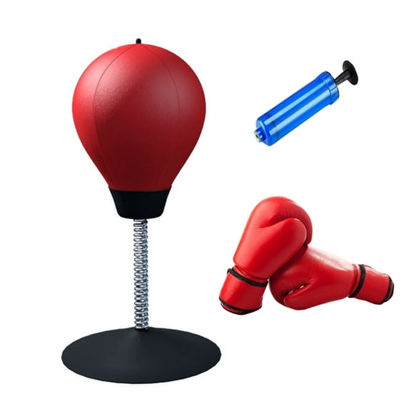 A Desktop Punching Bag Ball Stress Buster Boxing Punch Ball With Kids Gloves And Inflator For Office