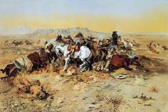A Desperate Stand Canvas Art - Charles M Russell (12 x 18)