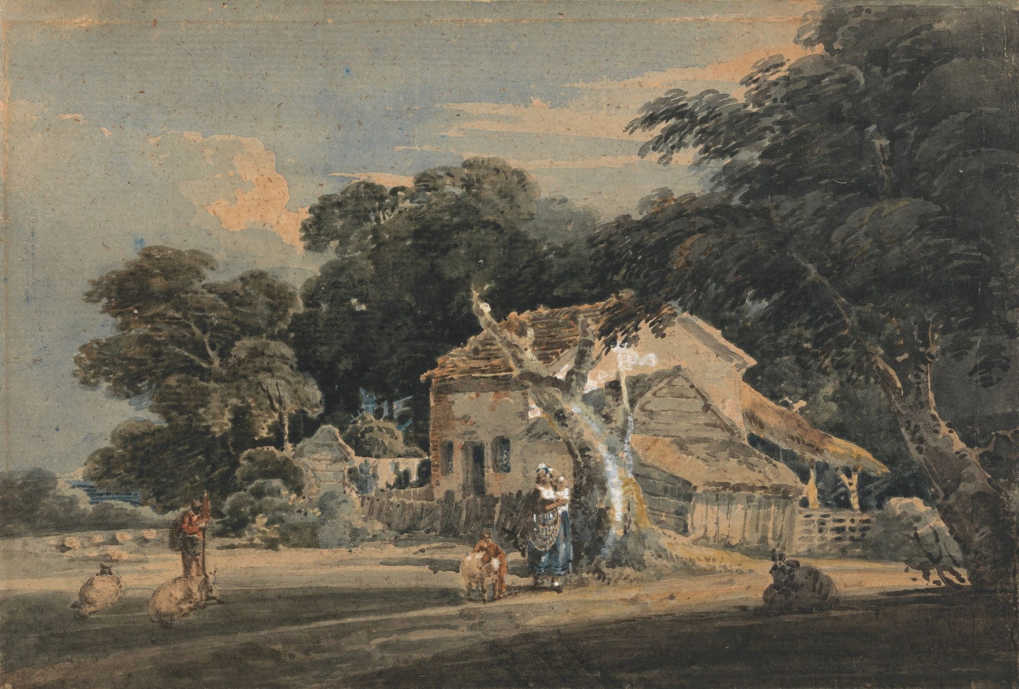 A Devonshire Farm c1798 Canvas Art - Thomas Girtin (24 x 36)