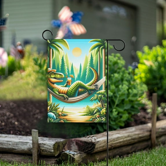 A Dinosaur and Forest Garden Flag Double Sided Outdoor Banners for Courtyard Outdoor Lawn Farmhouse Holiday Decorations
