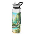 thumbnail image 1 of A Dinosaur and Forest Sports Water Bottle Portable Travel Mug 32oz BPA Free Leak Proof Straw Transparent Tritan for Gym Yoga Cycling Camping, 1 of 7