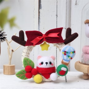 A Diy Needle Felting Kit Poke Wool Felts Craft Cute White Bear Pattern Production Package Beginners Adults