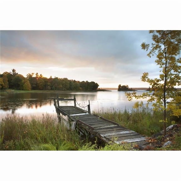 A Dock On A Lake At Sunrise Near Wawa - Ontario, Canada Poster Print, 38 x 24 - Large
