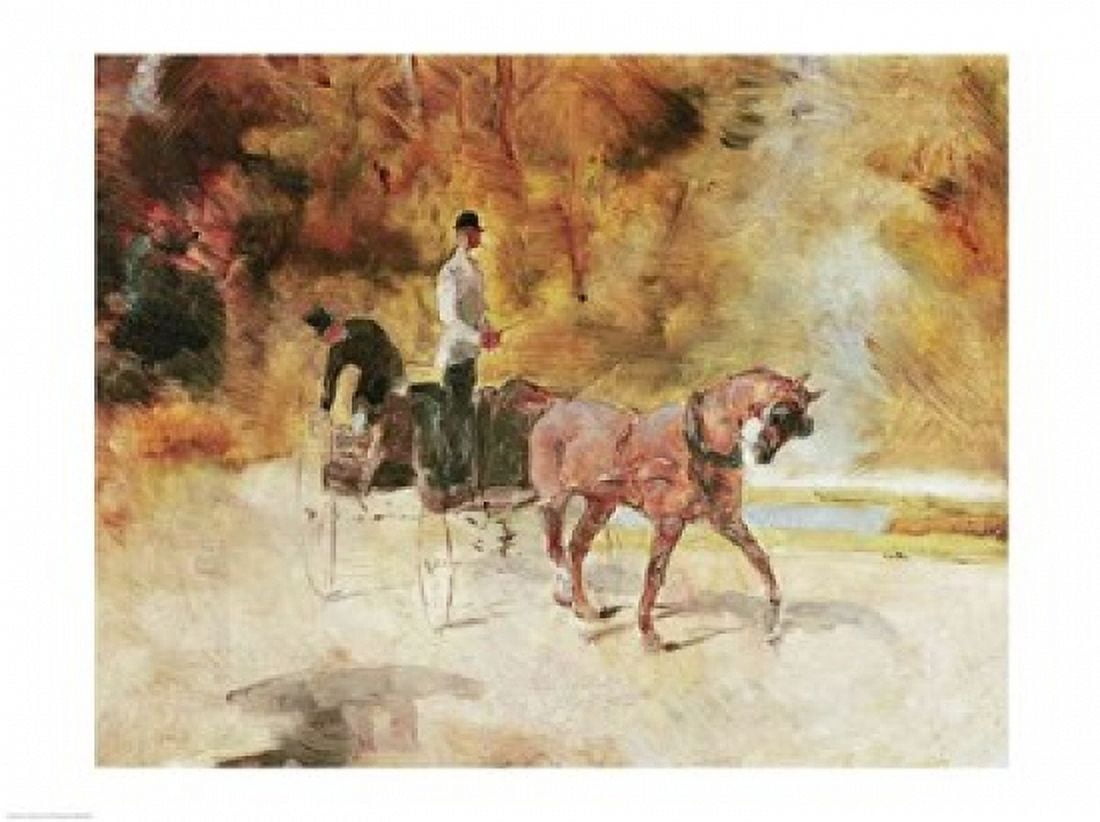 A Dog-Cart 1880 Canvas Art - Henri de Toulouse-Lautrec (24 x 18)