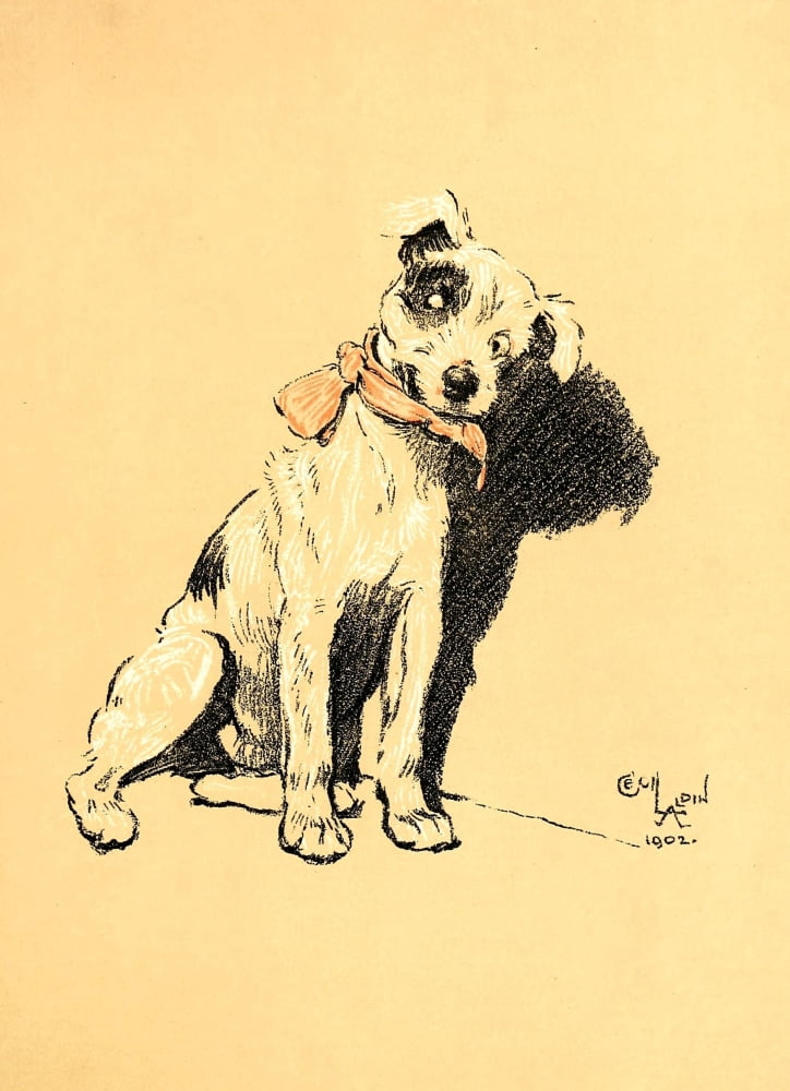A Dog Day 1902 Pink Ribbon Canvas Art - Cecil Aldin (18 x 24)