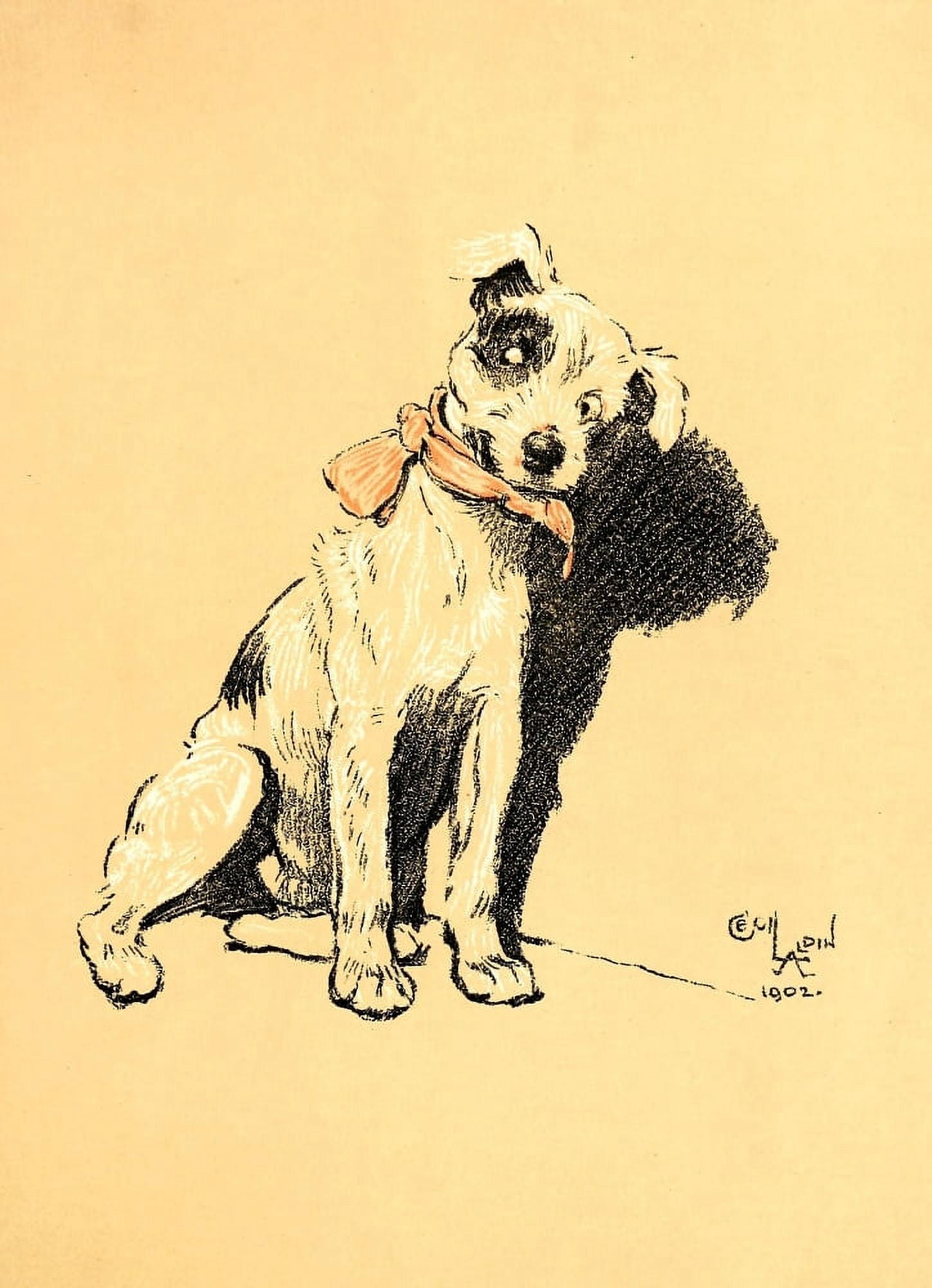 A Dog Day 1902 Pink Ribbon Canvas Art - Cecil Aldin (24 x 36)