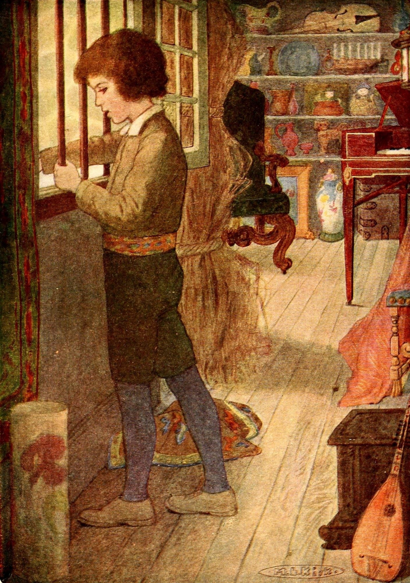 A Dog of Flanders 1909 August opened the window Canvas Art - Maria Kirk (24 x 36)