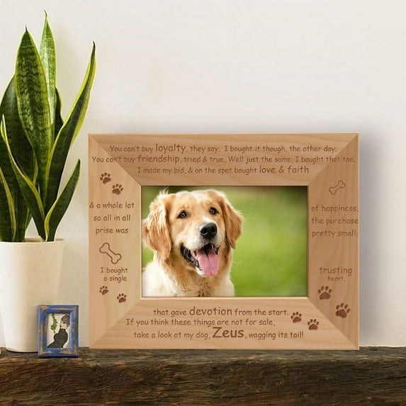 A Dog’s Loyalty Personalized Wooden Picture Frame-5" x 3 1/2" Brown Horizontal