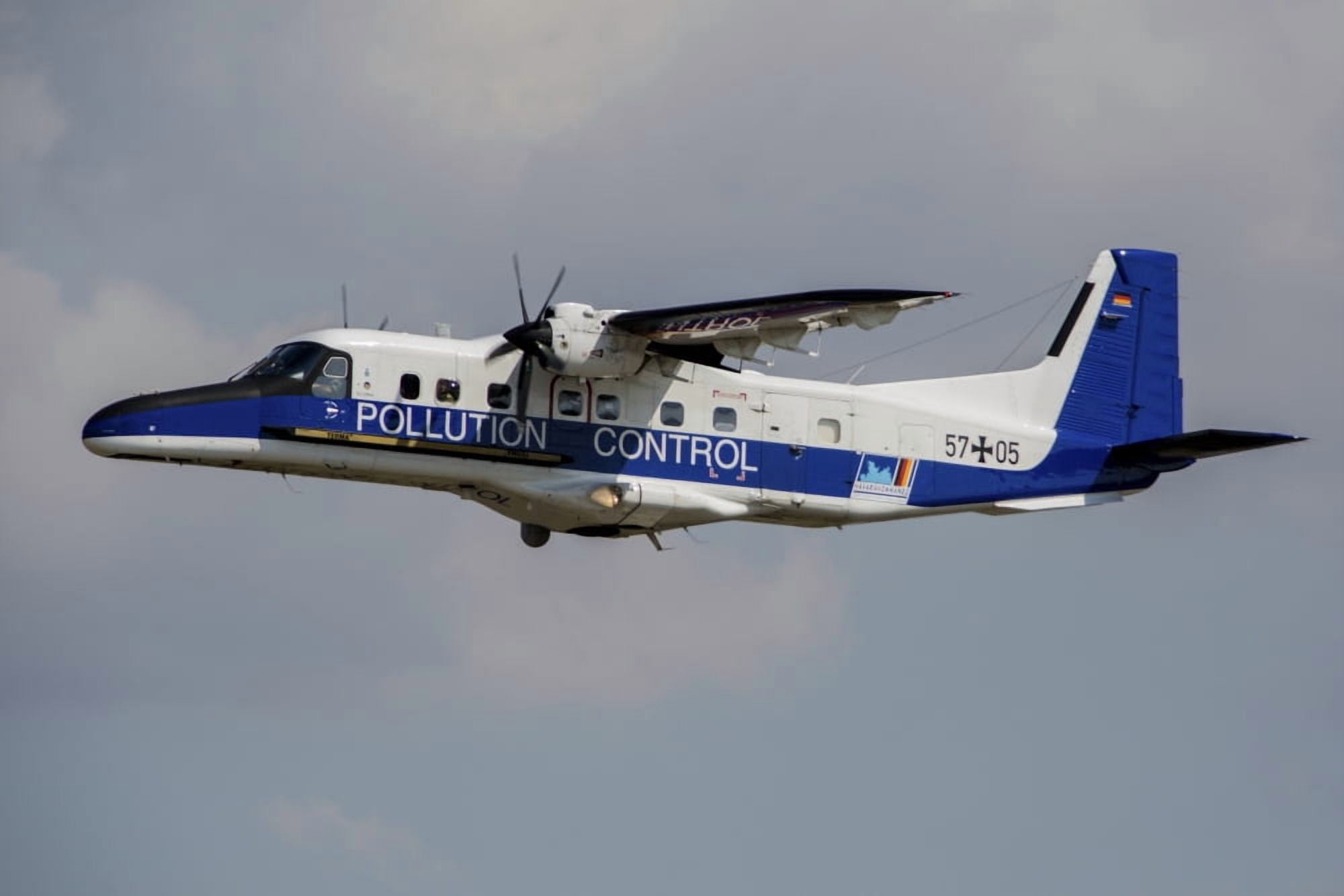 A Dornier Do 228NG of the German Navy used to control oil pollution Canvas Art - Timm ZiegenthalerStocktrek Images (34 x 23)