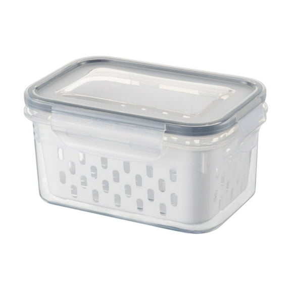 A Double Layer Draining Colander Food Storage Container 850Ml For Refrigerator Fruit Vegetable Kitchen Organization Plastic Bpa Free