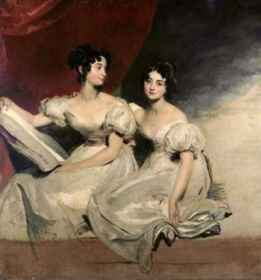 A Double Portrait of The Fullerton Sisters Canvas Art - Sir Thomas Lawrence (24 x 24)