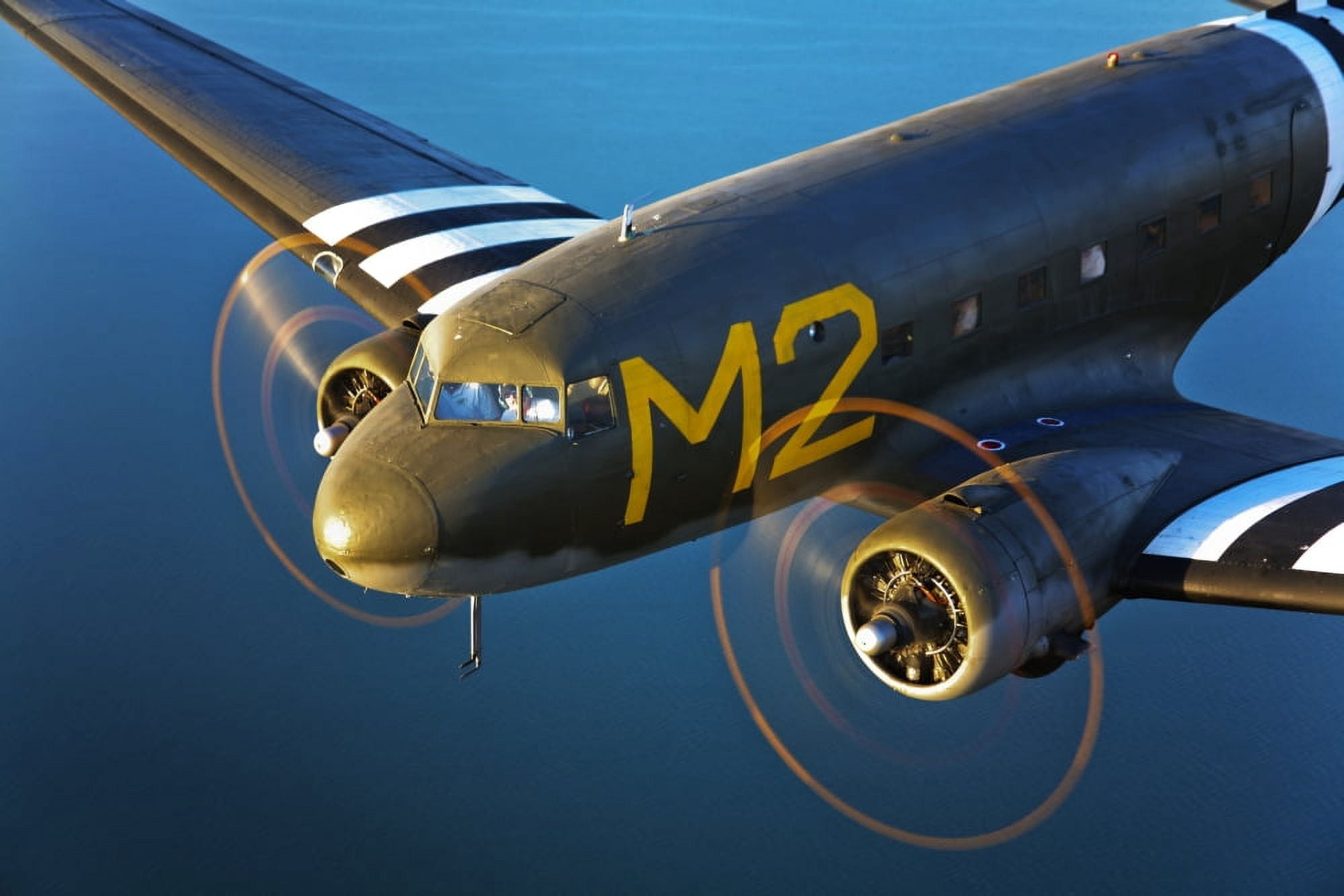 A Douglas C-53 Skytrooper in flight near Chino California Canvas Art - Scott GermainStocktrek Images (35 x 23)