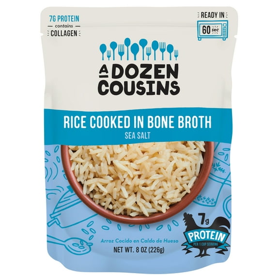 A Dozen Cousins - RTE Rice Cooked in Bone Broth - Sea Salt - 8 oz. Pouch Pack Of 6