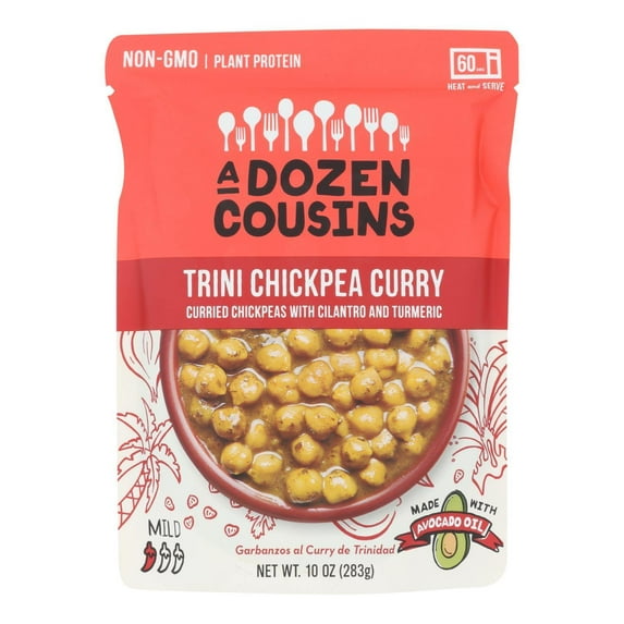 A Dozen Cousins Ready to Eat Trini Chickpea Curry, 10 Oz Pouch Pack Of 6