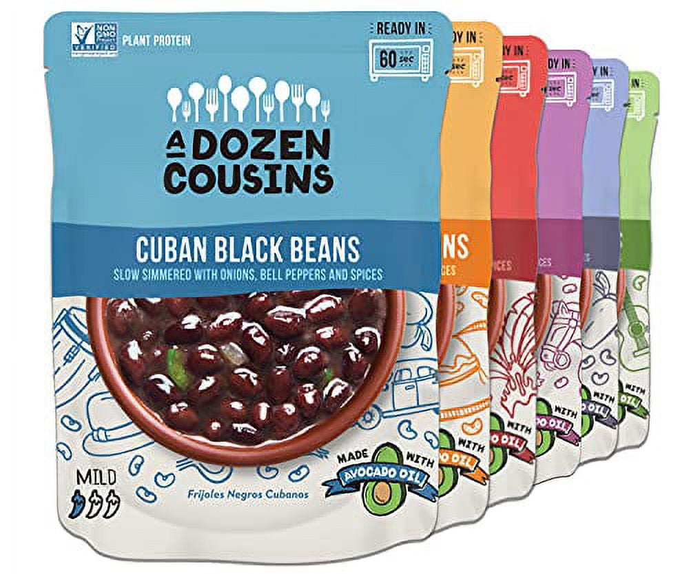 A Dozen Cousins Seasoned Microwave Beans Variety Pack Black Beans