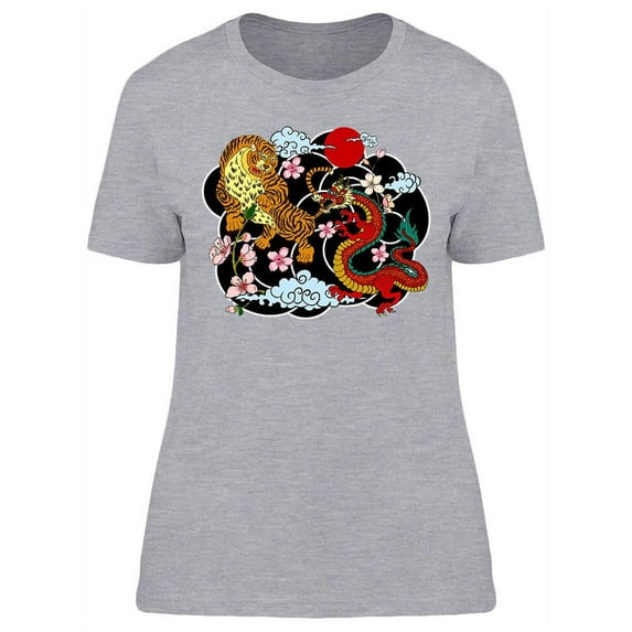 A Dragon Fights A Tiger T-Shirt Women -Image by Shutterstock, Female 3X-Large