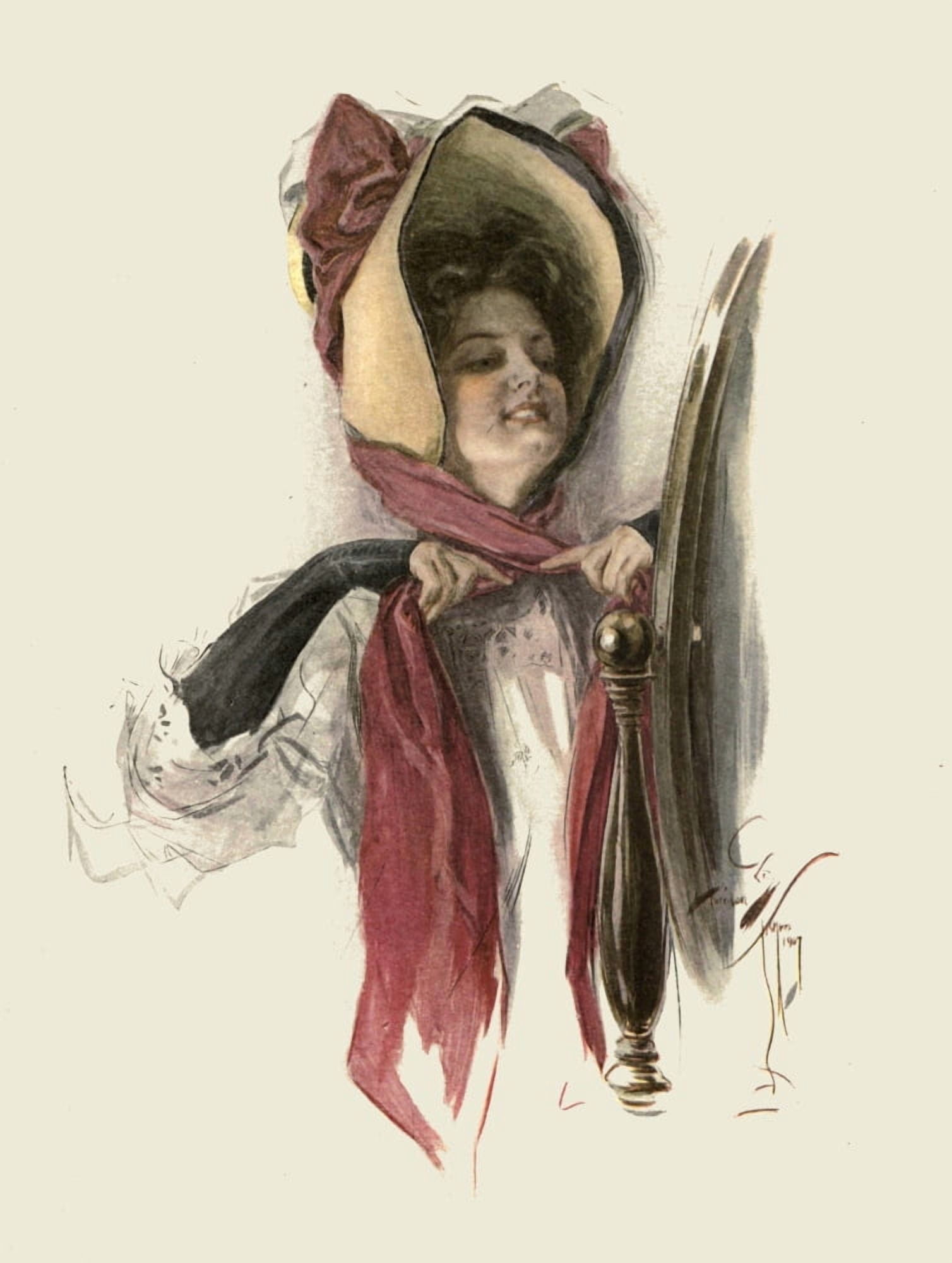 A Dream of Fair Women 1907 Smile Canvas Art - Harrison Fisher (18 x 24)