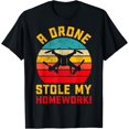 thumbnail image 1 of A Drone Stole My Homework T-Shirt men and women can wear, black, white, gifts., 1 of 4