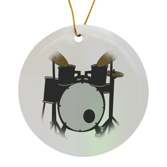 3drose, a Drum Set Illustration, Circle Porcelain Ornament
