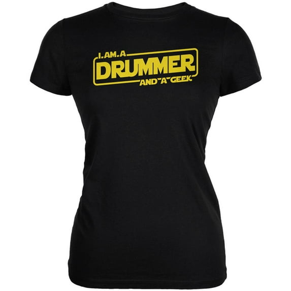 A Drummer and a Geek Juniors Soft T Shirt Black LG