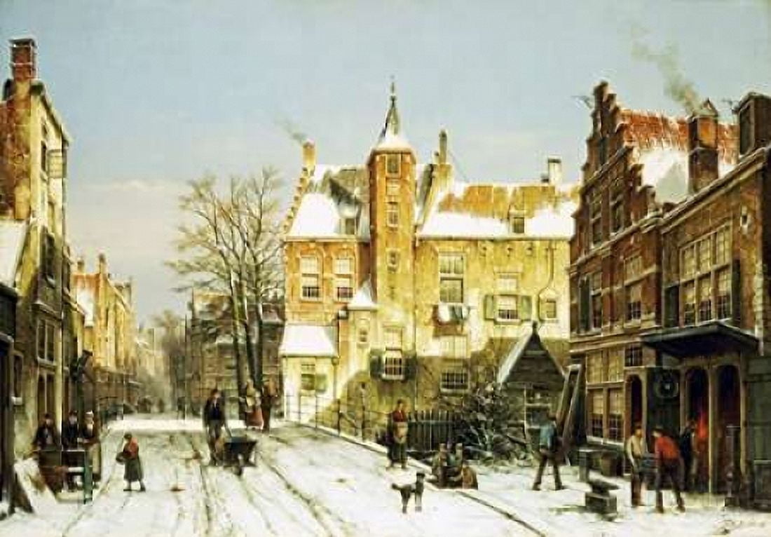 A Dutch Village In Winter Canvas Art - Willem Koekkoek (20 x 28)