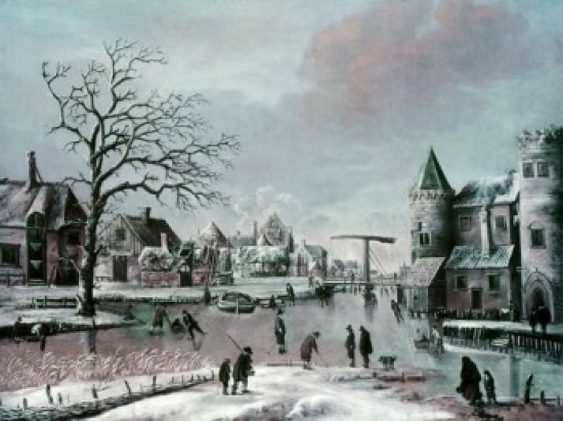 A Dutch Winter by Hendrick Avercamp 1585-1634 Canvas Art - Hendrick Avercamp (18 x 24)
