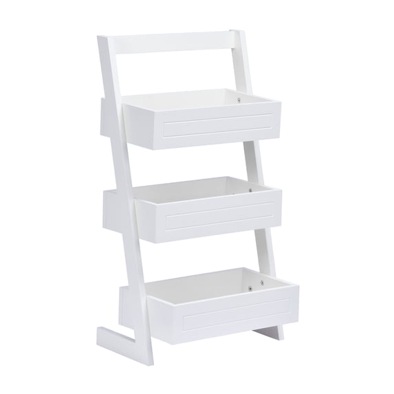 A&E Bath and Shower Weyburn I 3-Tier Modern Wood Ladder Shelf Unit in White