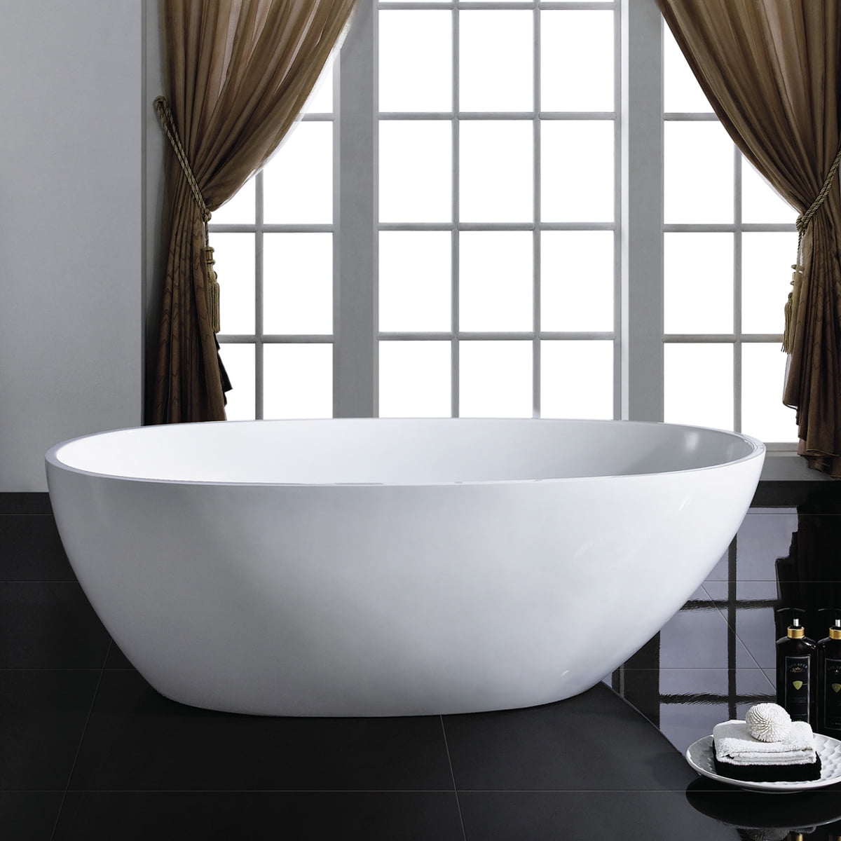 A&E Bath Charlotte White Freestanding Bathtub, 66.5" x 33.5" x 21.5"