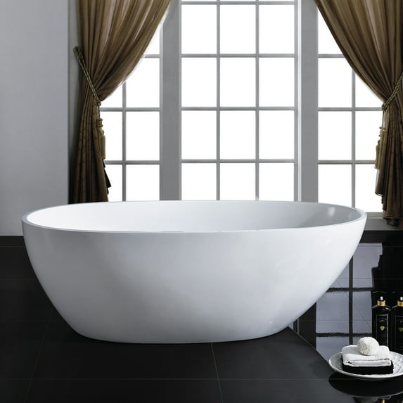 A&E Bath Charlotte White Freestanding Bathtub, 66.5" x 33.5" x 21.5"