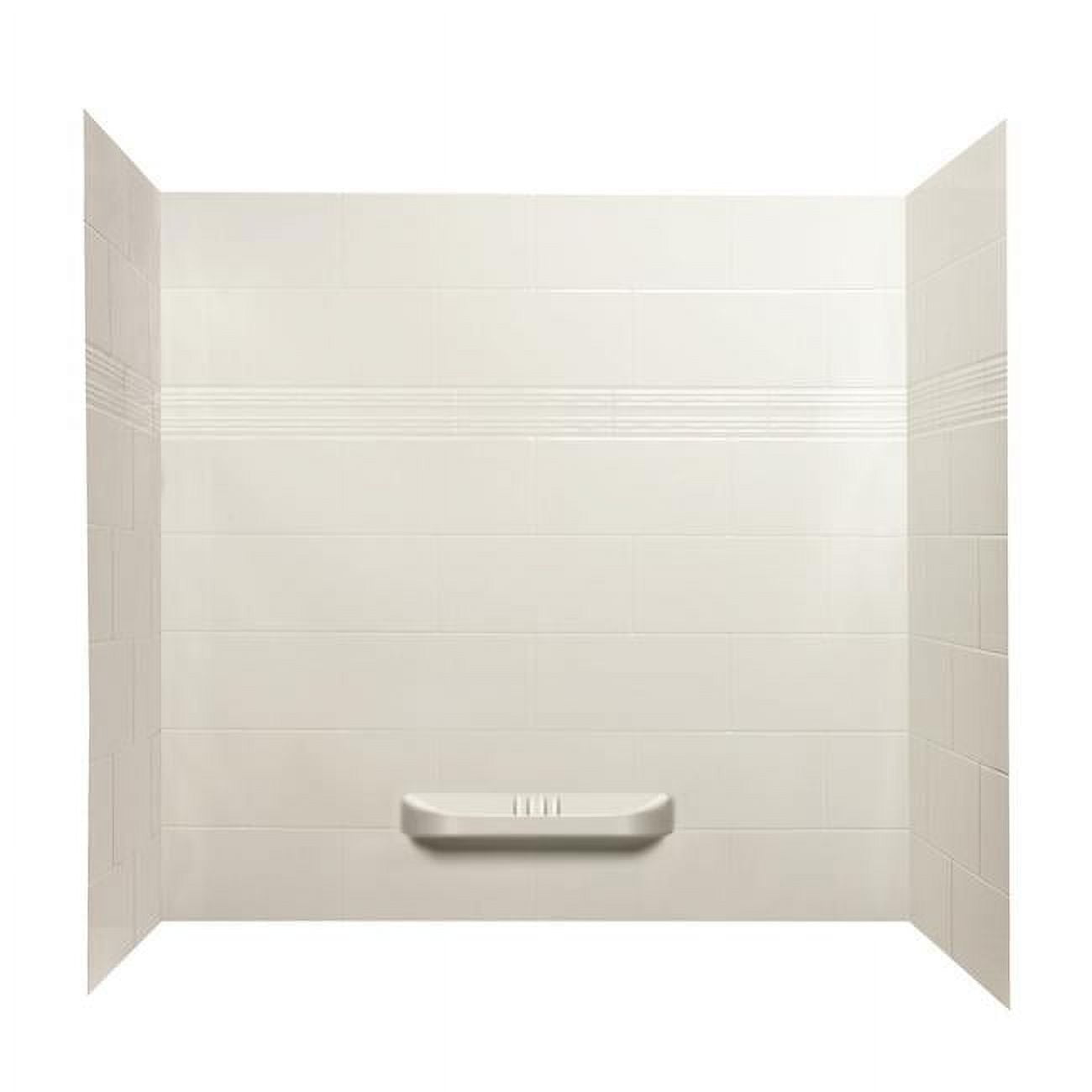 Kayla White Acrylic Bathtub Shower Wall with Integrated Shelf