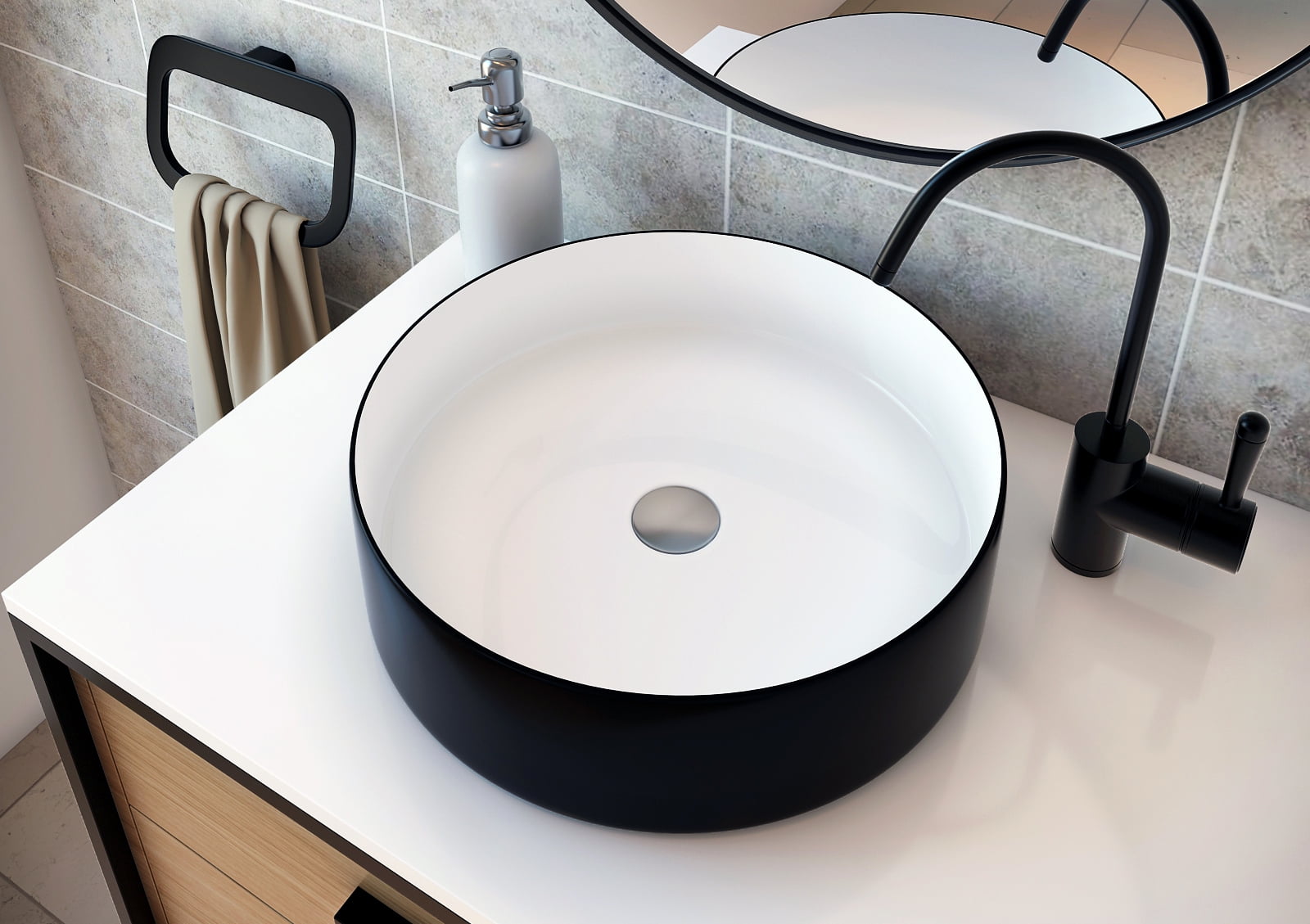 A&E Bath Olive Over the Counter Vessel Stone Basin Sink