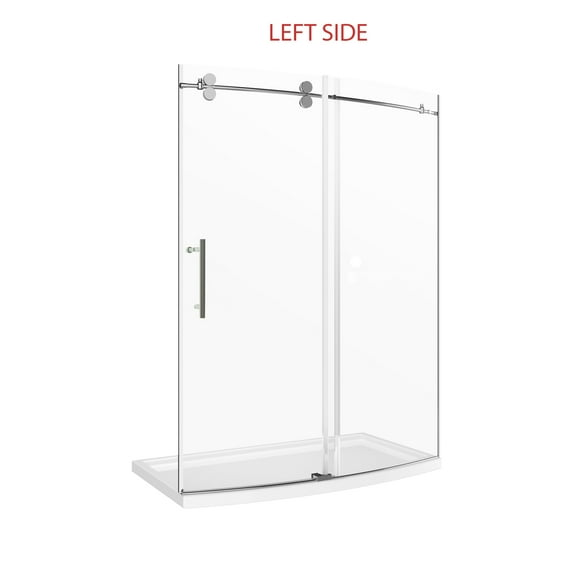 A&E Bath Tina 60 inch Curved Shower Door with Base- Left Opening