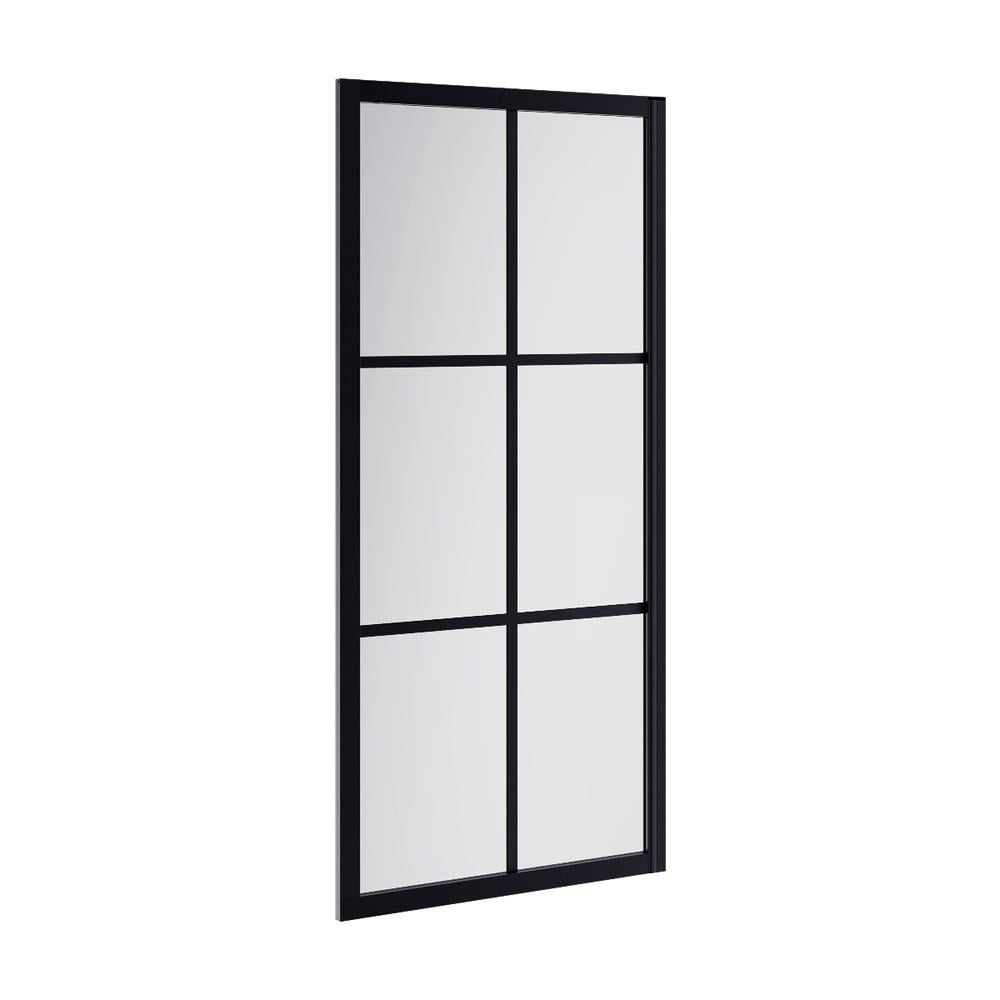 75'' Black Aluminum and Glass Framed Shower Enclosure