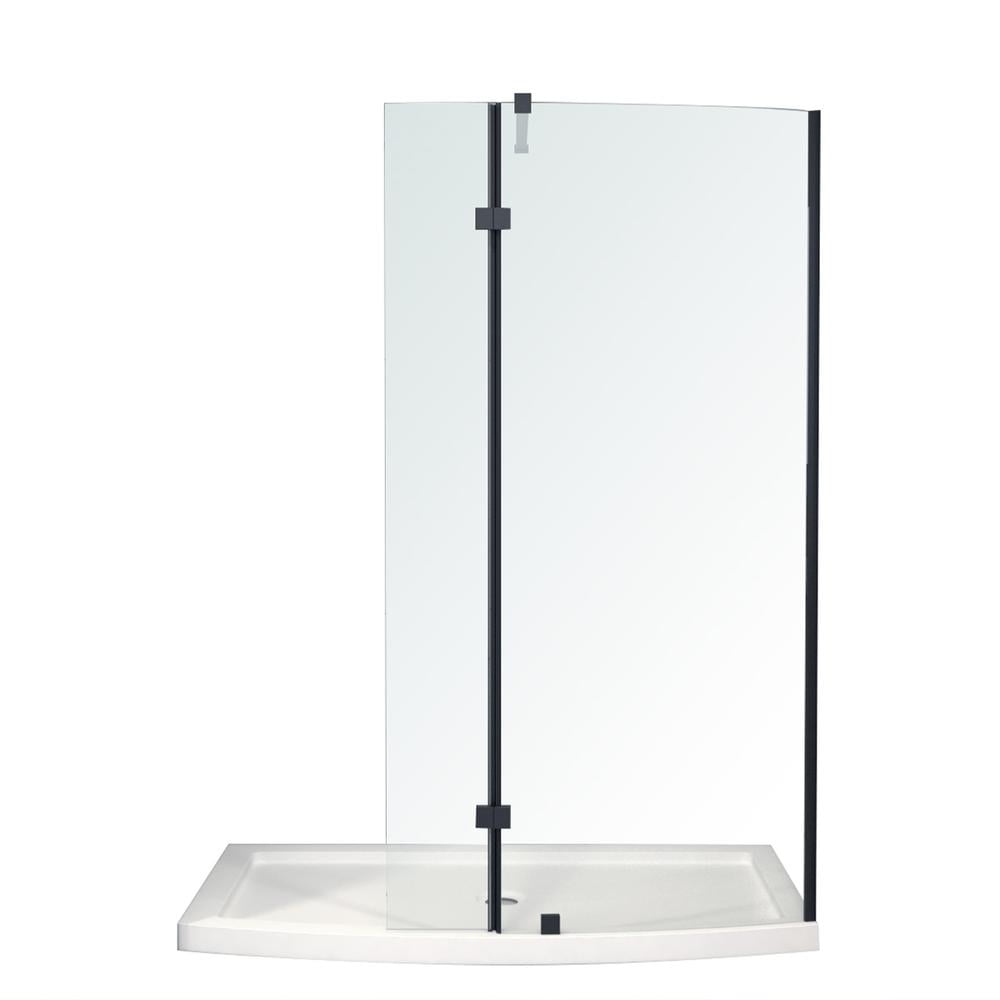 60'' Black Framed Glass Shower Enclosure with Acrylic Base